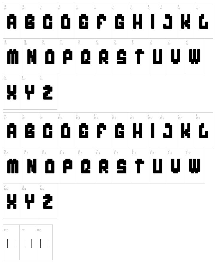 My Game font map